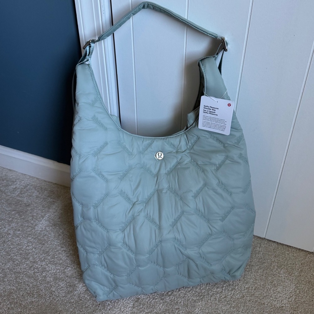 NWT Lululemon Quilty Pleasures Shoulder Bag Women Pelican Blue Hobo Tote Purse